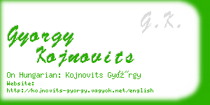 gyorgy kojnovits business card